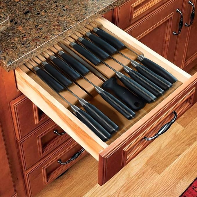 Bamboo In-Drawer Knife Block Set For 16 Knives high quality